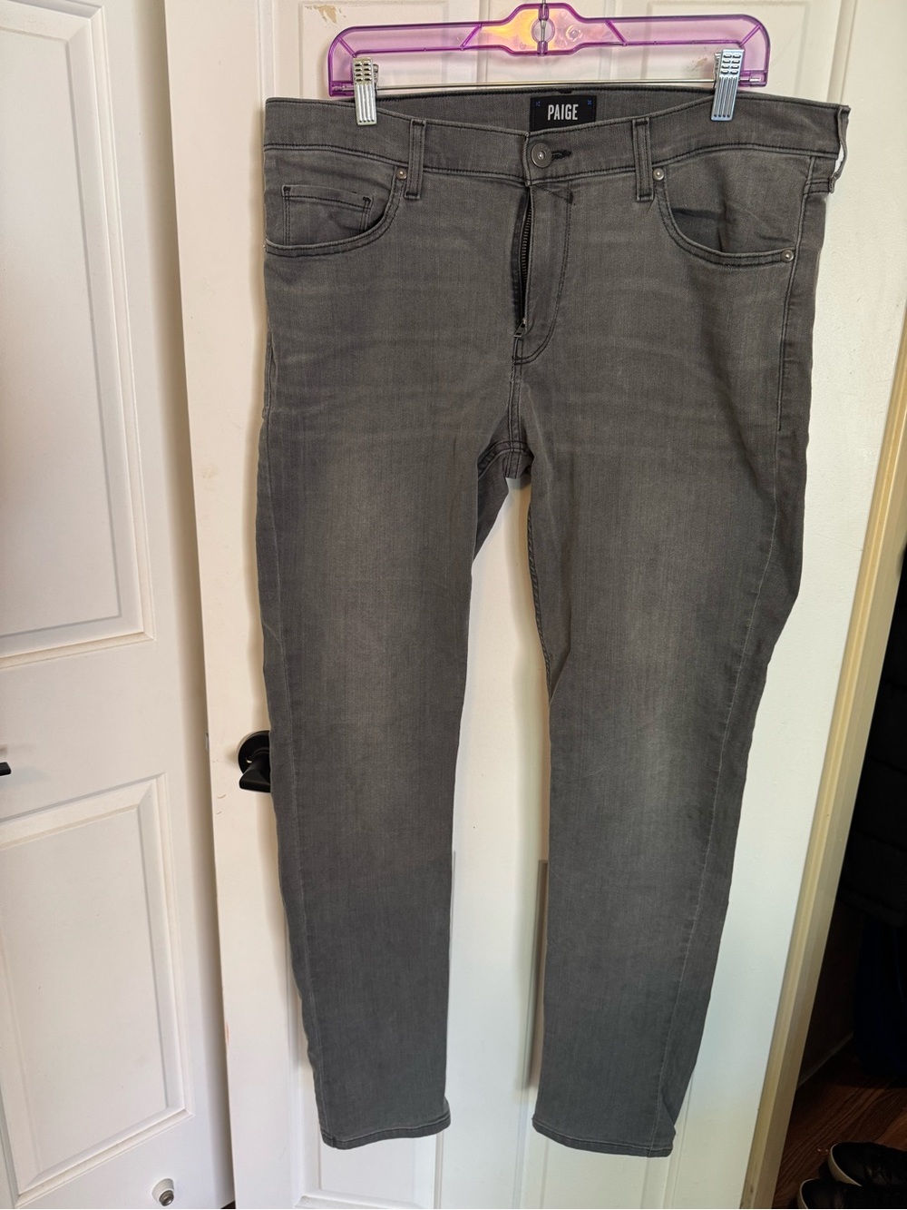 PAIGE Men's Grey Slim Straight Jeans